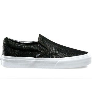 Vans Embossed Black Pebble Snakeskin Unisex Loafers, 11W/9.5M, NWOT